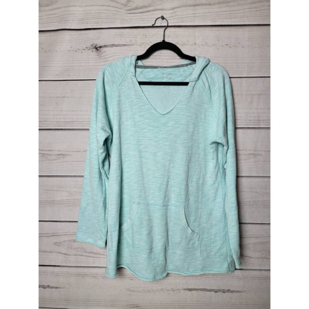 Calvin Klein Womens Sweatshirt Hoodie Turquoise Heathered‎ Kangaroo Pocket M